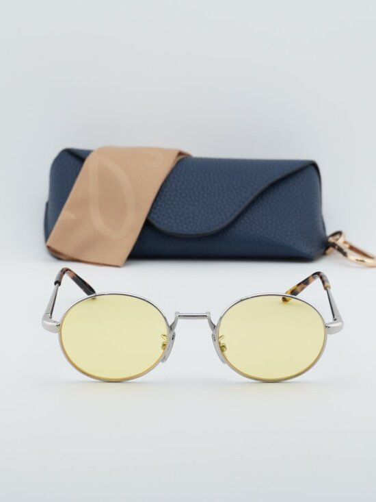 Loewe LW40151U 16J Oval Sunglasses – Silver\\Light Yellow main image 5